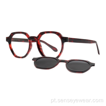 Moda TR90 Magnetic UV400 Polarized Clip em óculos de sol